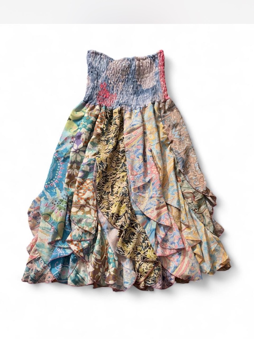 India Boutique Multi Colored Smocked Boho Dress/Midi Skirt